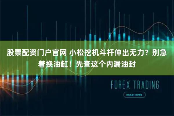 股票配资门户官网 小松挖机斗杆伸出无力？别急着换油缸！先查这个内漏油封